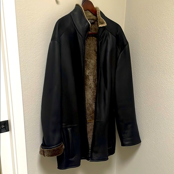 Men’s XL leather coat with shearling lining - Picture 1 of 7
